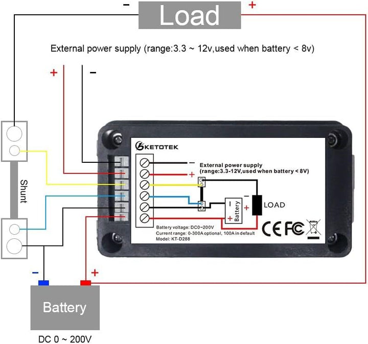 DC Voltmeter Amperemeter Energiezähler Batterie Monitoranzeige LCD Digital Multimeter für Auto Solar