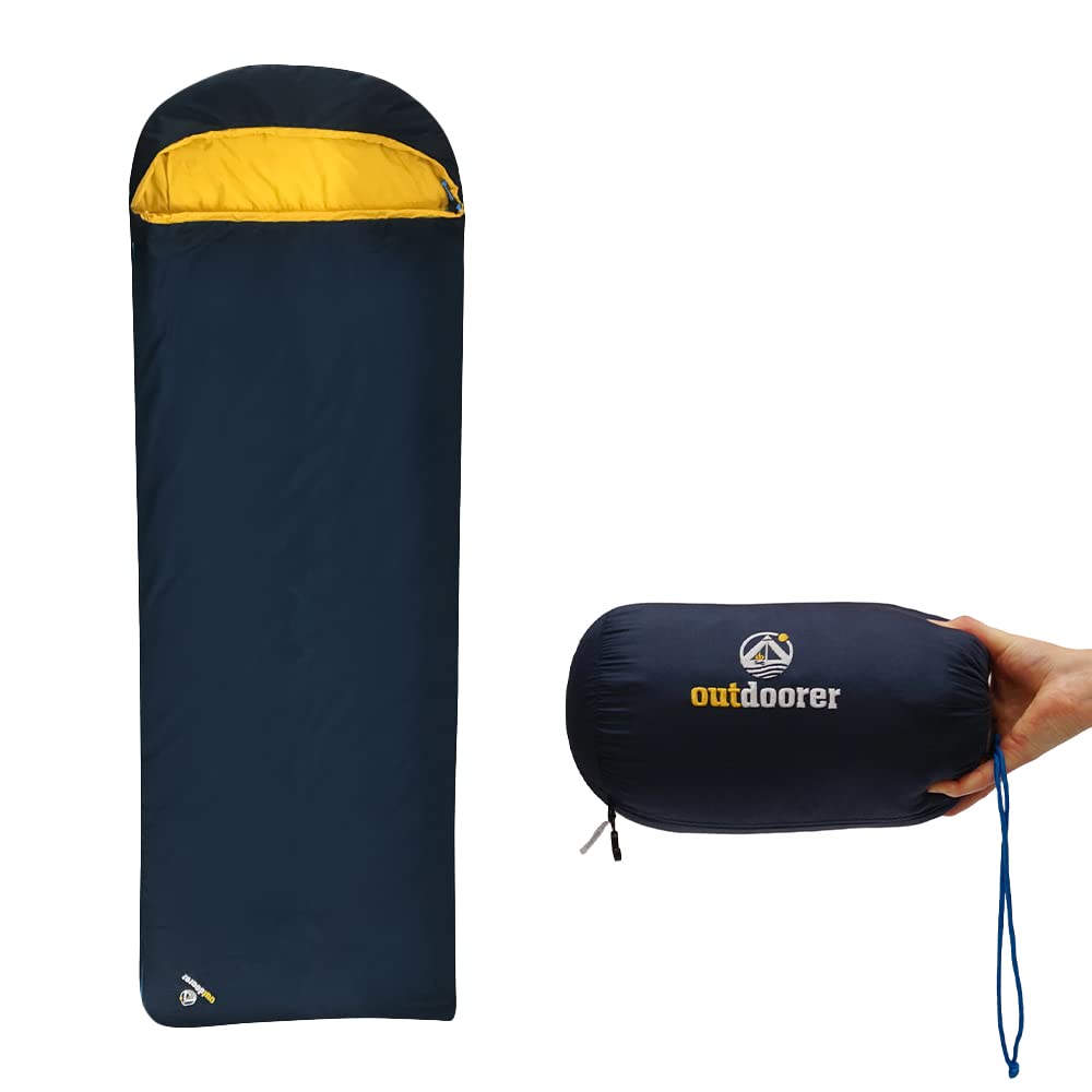 Leichter Deckenschlafsack Trek Comfort von outdoorer mit 880g – Reise Schlafsack Erwachsene in Blau,