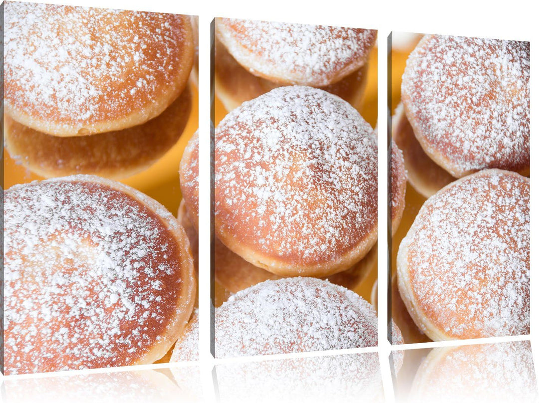 Pixxprint Süsse Berliner 3-Teiler Leinwandbild 120x80 Bild auf Leinwand