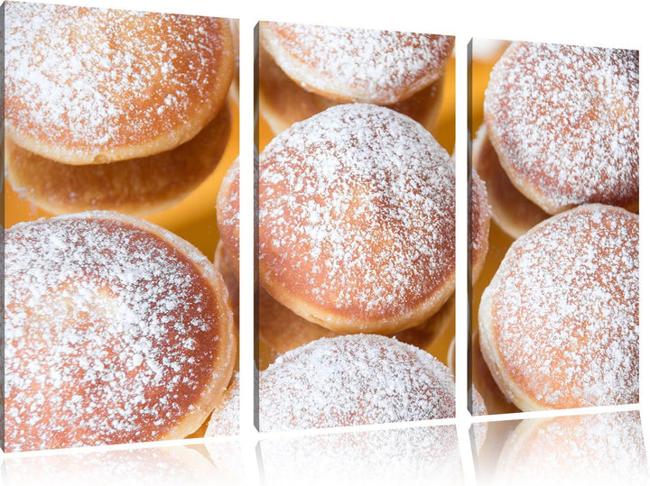 Pixxprint Süsse Berliner 3-Teiler Leinwandbild 120x80 Bild auf Leinwand