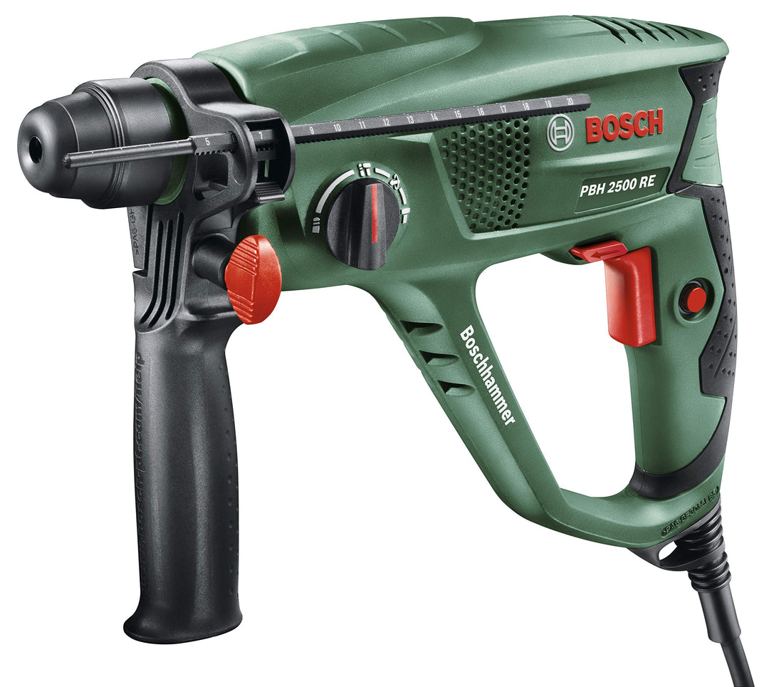 Bosch Bohrhammer PBH 2500 RE (SDS Bohrfutter, Tiefenanschlag, Zusatzhandgriff, Koffer (600 W, Bohr-Ø