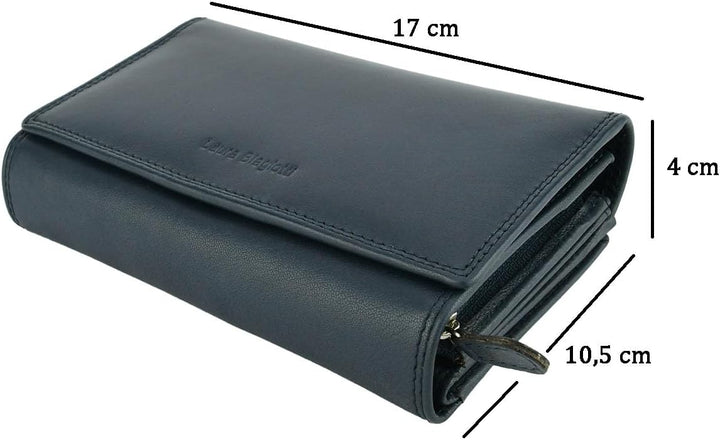 Laura Biagiotti Damen-Geldbörse aus echtem Leder, geräumig mit Geschenkbox Navy 155, Navy 155