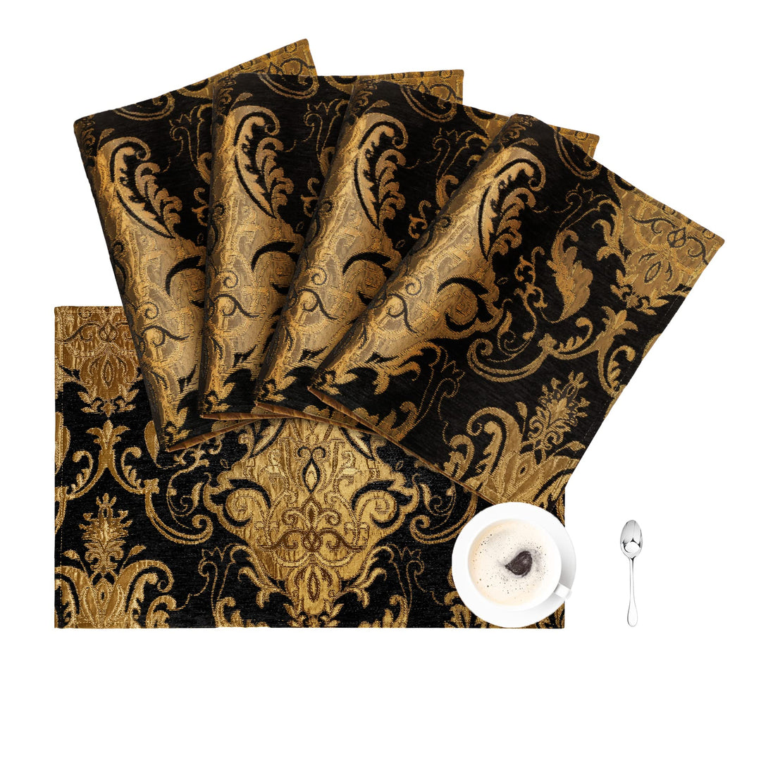 TOPLUXE Platzsets 4er Sets Jaquard Tischset Abwaschbar 30x45cm Platz-Matten für Esstisch Urlaub Part