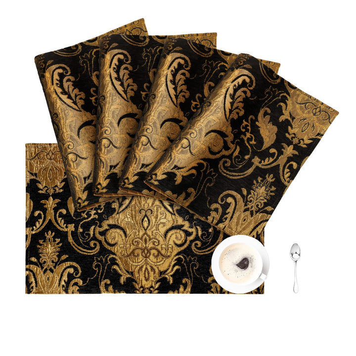 TOPLUXE Platzsets 4er Sets Jaquard Tischset Abwaschbar 30x45cm Platz-Matten für Esstisch Urlaub Part