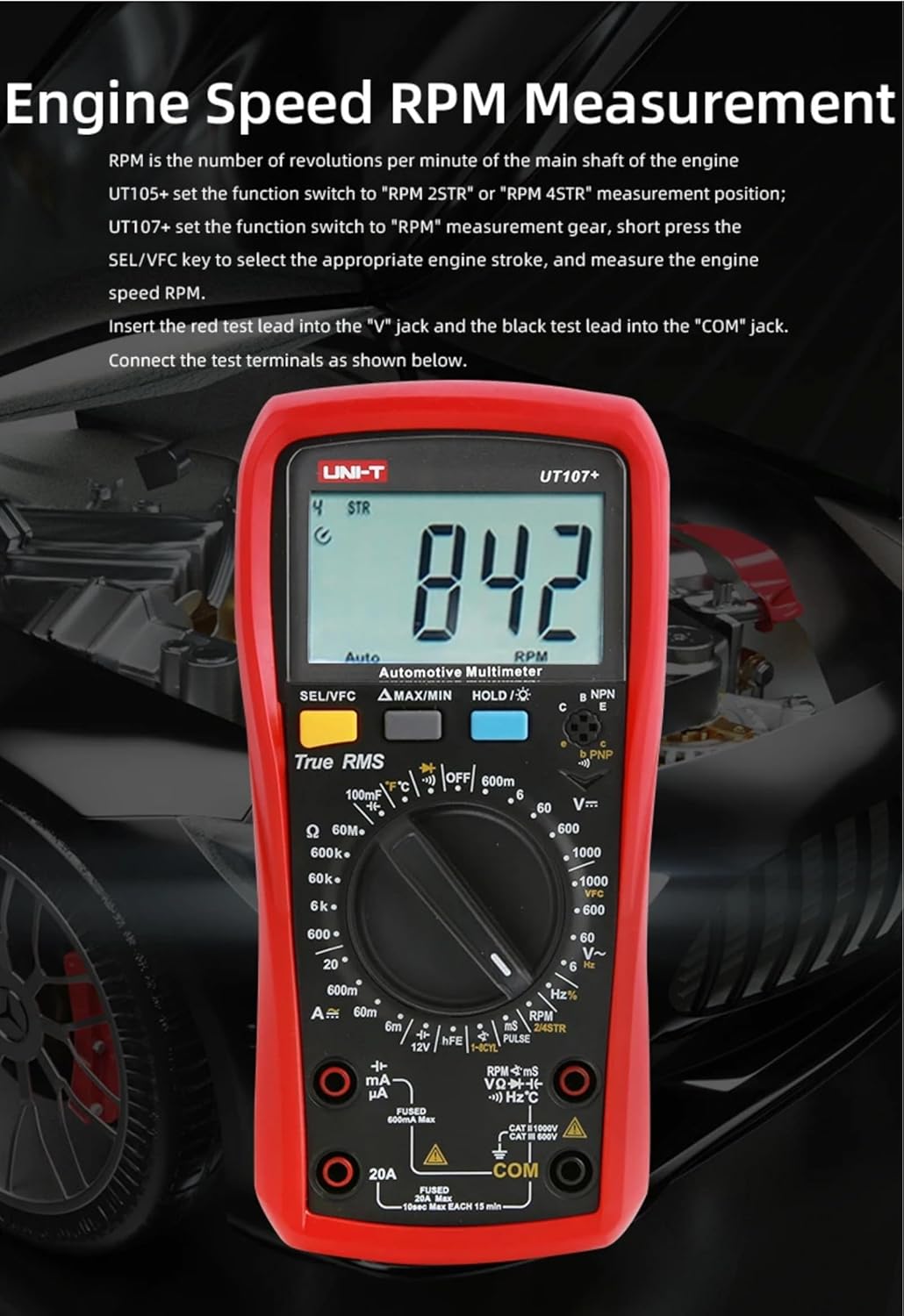 UNI-T UT107+ Automobile Multimeter High Precision True RMS Automobile Automatic Range Actual Value D