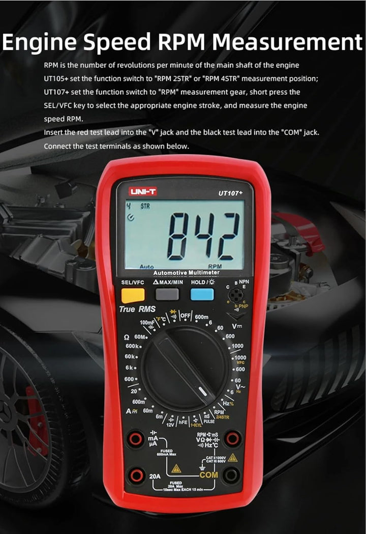 UNI-T UT107+ Automobile Multimeter High Precision True RMS Automobile Automatic Range Actual Value D