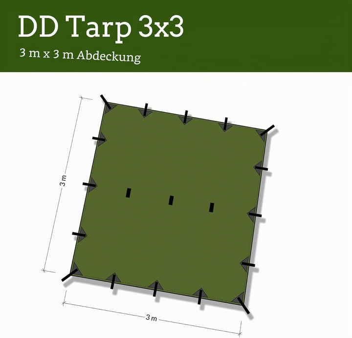 DD Plane, 3 m x 3 m, leicht, vielseitig und robust, jet black Schwarz, Schwarz