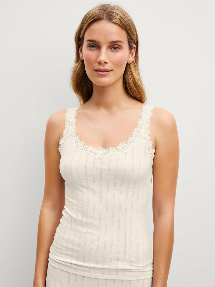 CALIDA Etude Toujours Tank Top Damen, mit Swiss+Cotton-Gütesiegel, edle Nadelstreifen-Optik, mit Spi