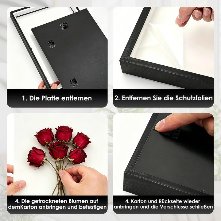 3D Bilderrahmen zum Befüllen, 41,5 x 31,5 x 4,5cm Schwarz Shadow Box, 3D Objektrahmen Tiefer 3cm für