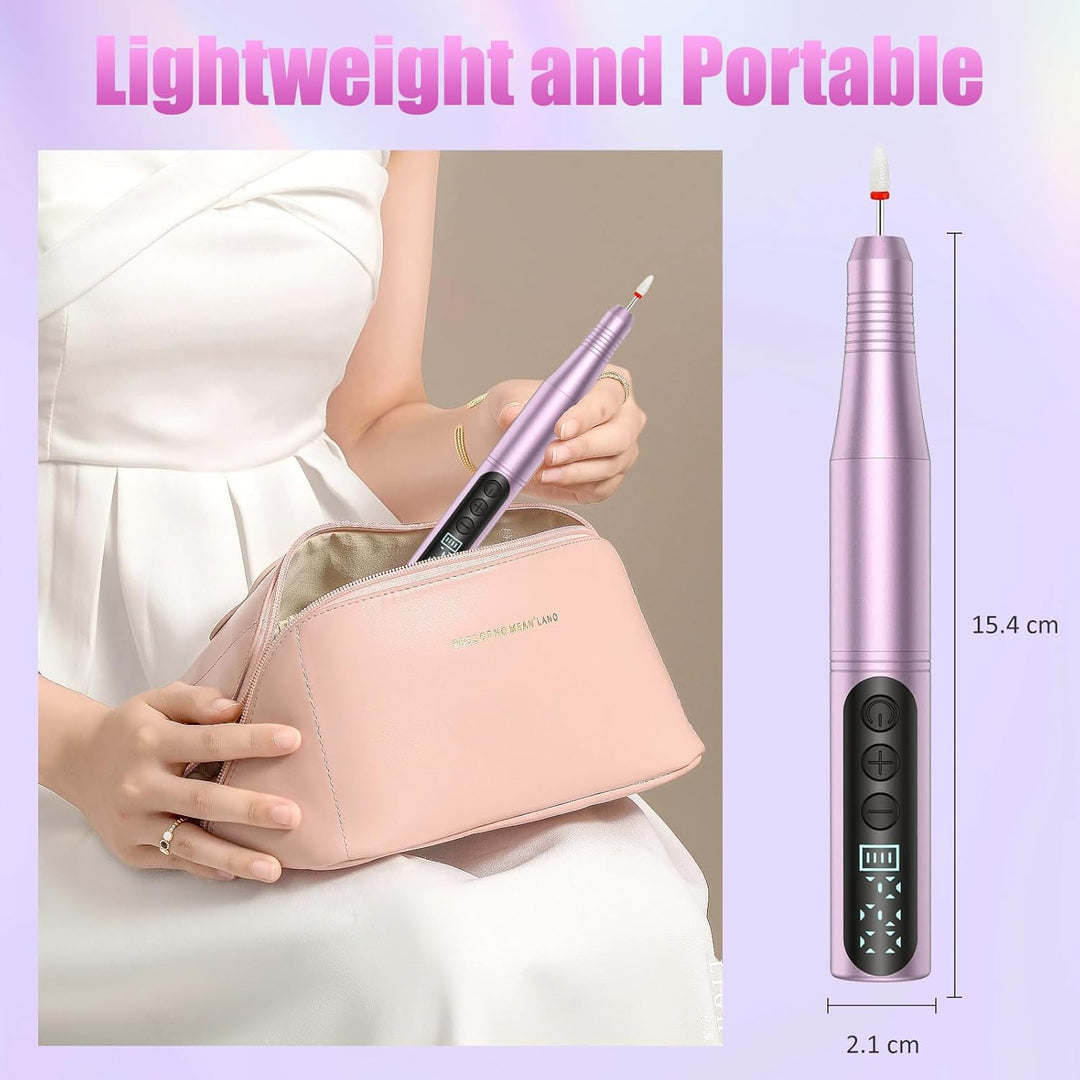 Nagelfräser Kabellos, 12 in 1 Fräser für Gelnägel, Elektrische Nagelfeile Professionell Nail Drill,