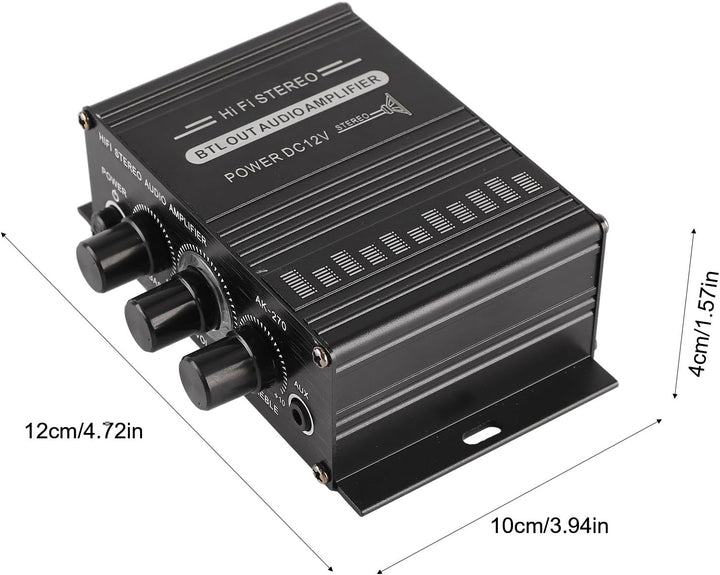 HERCHR Auto-Verstärker, Stereo-Verstärker, 12 V, Tragbar, Klare Klangqualität, Mini-Verstärker, Auto