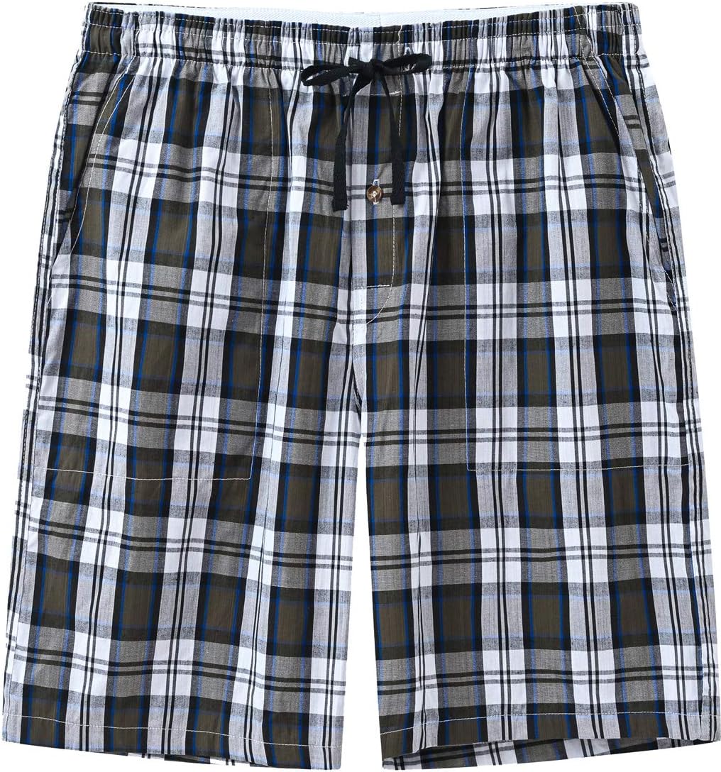 MoFiz Herren Kurze Pyjamahose Baumwolle Schlafshorts Karierte Schlafanzughose Freizeithose Karo Loun