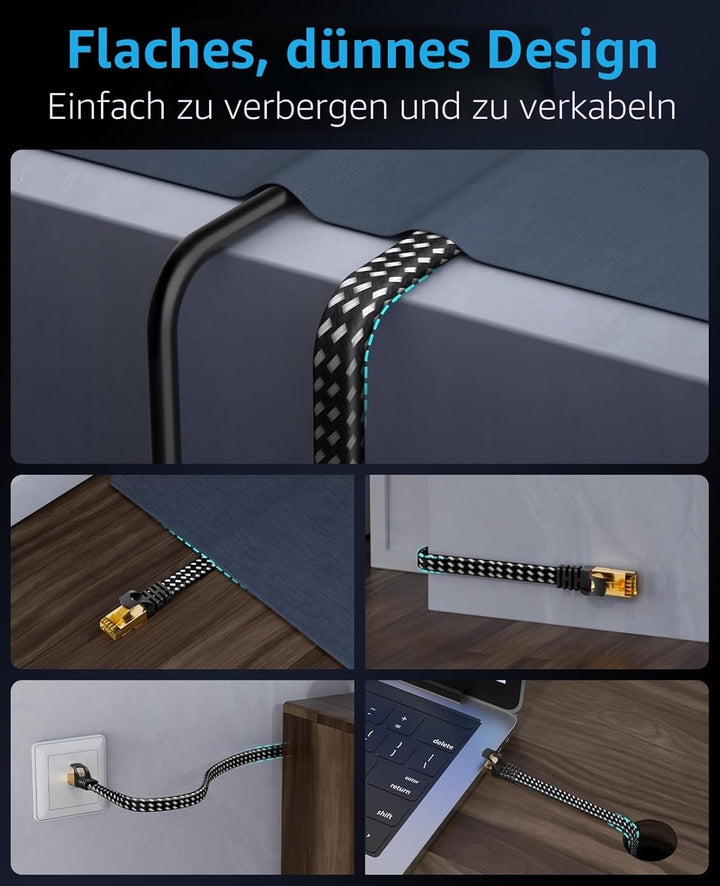 ARISKEEN Cat 8 Lan Kabel 10meter, Hochgeschwindigkeit (40Gbps 2000Mhz/s) Gigabit Netzwerkkabel Lan K