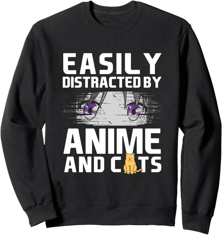 Leicht ablenkbar durch Anime und Katzen Kawaii Anime Sweatshirt