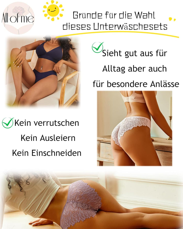 ALL OF ME 6er Pack Seamless Unterwäsche Damen Slip Nahtlos Spitzen Slips Frauen Unterhosen Spitze Se