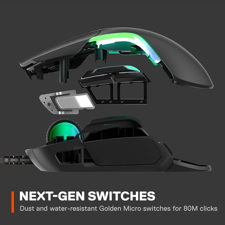 SteelSeries Rival 5 Kabelgebunden Gaming-Maus Optisch Ergonomisch, Beleuchtet Schwarz, Grau 62551 Wi