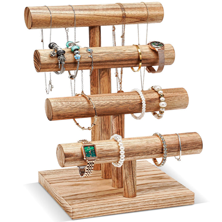 ProCase 4 Etagen T-Form Armbandhalter aus Holz, Abnehmbare Armband Halterung Schmuckhalter Armbänder