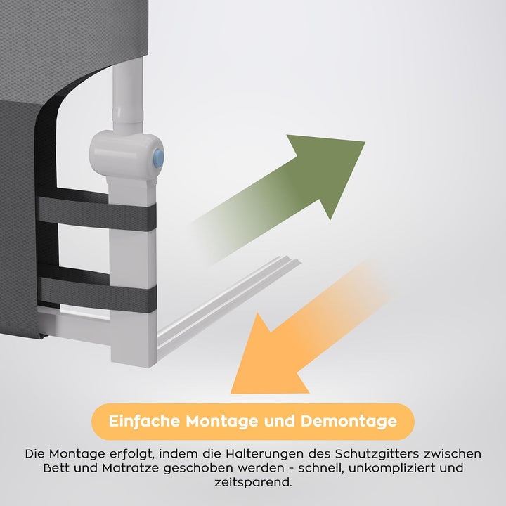 TULANO Cover 30 | Bettgitter 200 cm Bettschutzgitter Kinderbettgitter für Kinder | Klappbar 180° | G