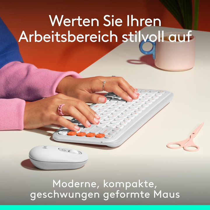 Logitech POP Mouse, kompakte und Mobile kabellose Bluetooth-Maus mit programmierbaren Tasten und lei