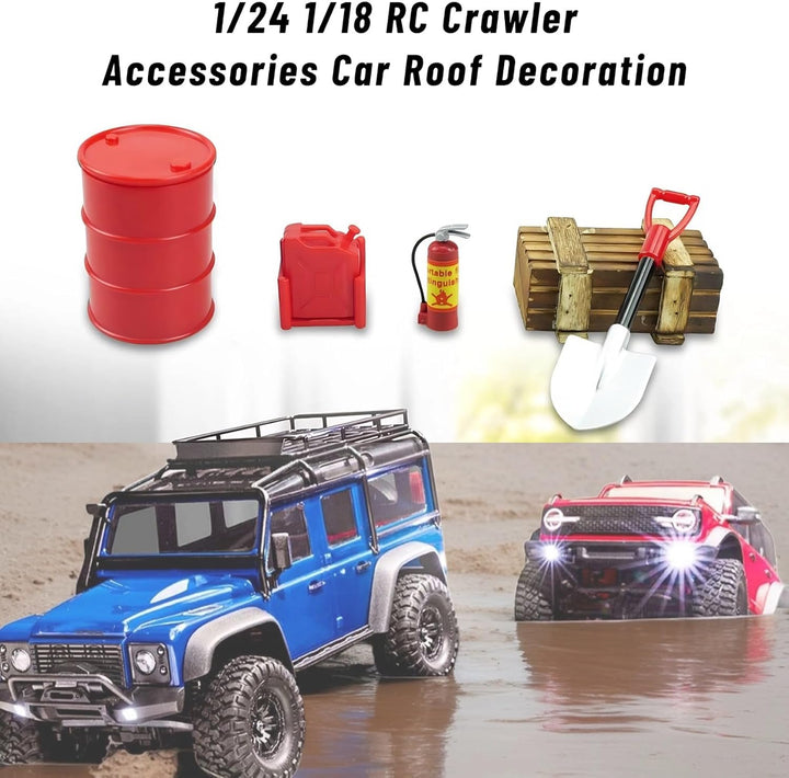 RC Crawler Car Dachdekoration 12-in-1 Tankaufbewahrungsbox, Gepäcknetz, Schaufel, Für Traxxas Desert