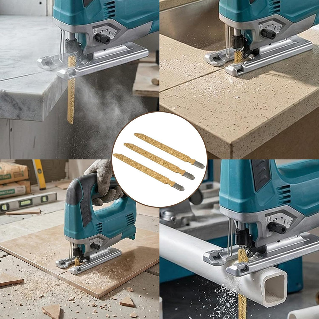 Professionelle Diamant-Stichsägeblätter - 3 Stück, 100mm / 4 Zoll - Vakuumgelötet für Präzises Schne