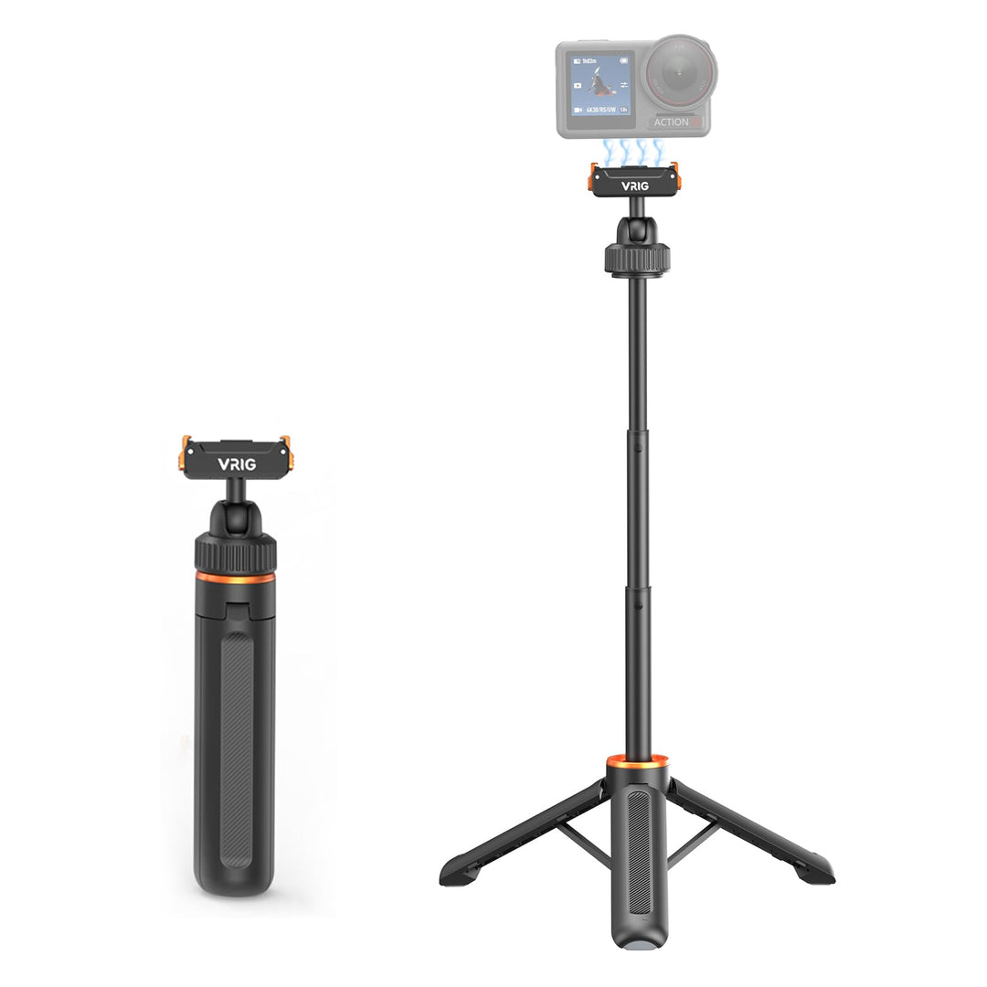 VRIG 40cm Mini Selfie Stick Stativ für DJI Osmo Action 5 Pro/4/3, 360°-Kopf-Verlängerungsstativ, mag