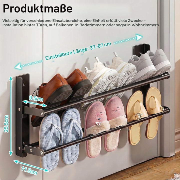 Schuhregal Wandmontage Schuh Regal Metall Ausziehbar 37-67cm Schuhhalter wand Schuhaufbewahrung Plat