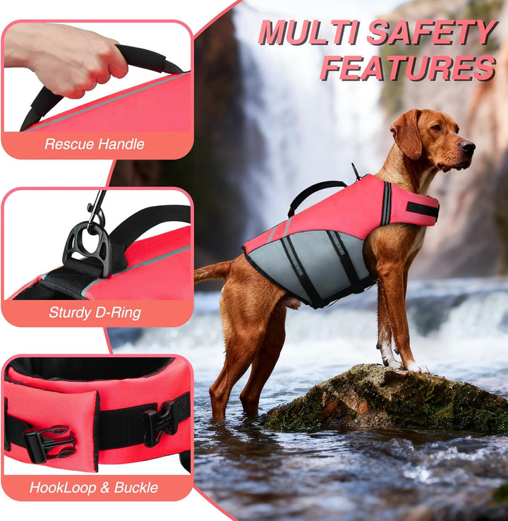 VIVAGLORY Sportstil Schwimmweste für Hunde mit Hervorragendem Auftrieb, Einstellbar & Langlebig Schw
