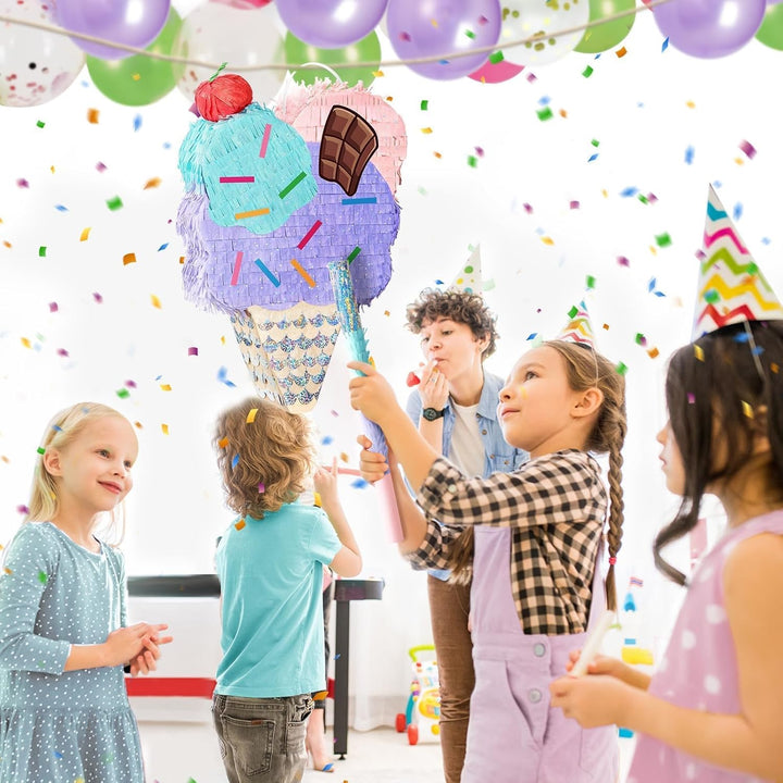 WERNNSAI Eis Pinata – Eiscreme Pinata Geburtstag Mädchen Kinder Eiscreme Piñata Set mit Stock Augenb