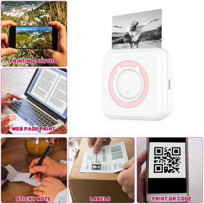 LUFEIS Mini Drucker für Smartphone, Mobiler Fotodrucker, Fotodrucker für Smartphone, Mini Pocket Pri