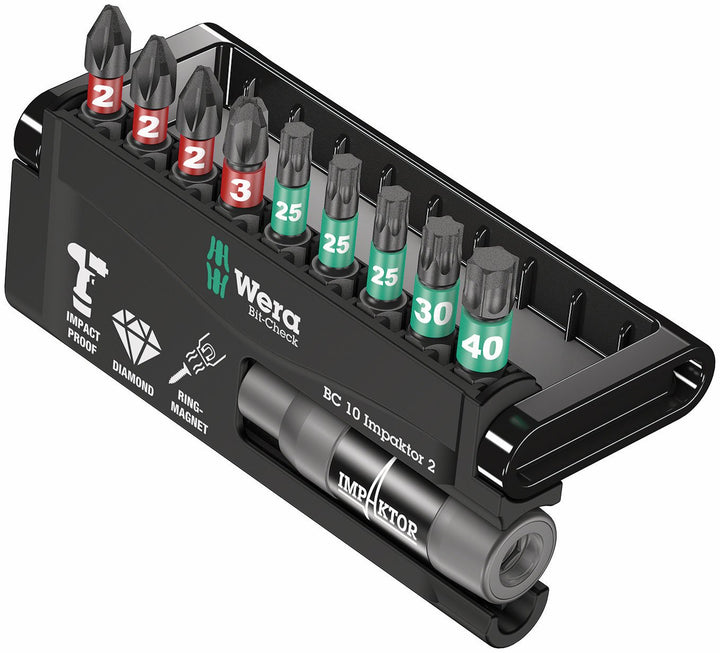 Wera Bit-Sortiment, Bit-Check 10 Impaktor 2, 10-teilig, 05057682001 Bit-Check 10 Impaktor 2 Single