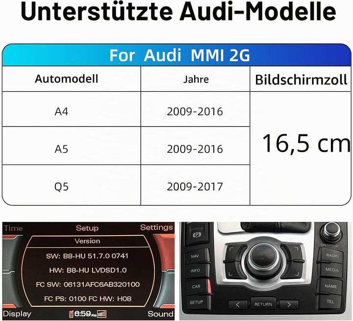 EZoneTronics Wireless CarPlay &amp; Android Auto Retrofit Kit Decoder Box für Audi A4/A5/Q5 2009-2017 mi