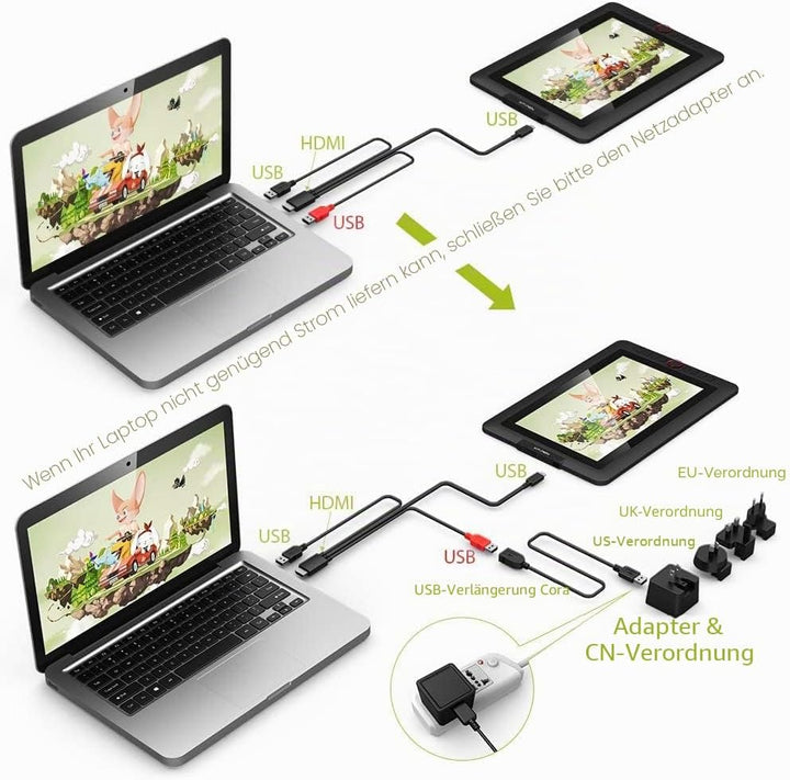 XPPen Grafiktablett mit Display Artist 12 Pro, vollständig laminiertes Display, 11,6 Zoll, 8 Tastenk