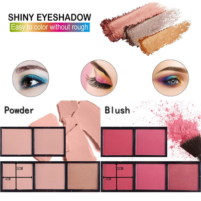 JasCherry Schminkkoffer Multifunktions Schmink Kosmetik Make-up Set mit Lipgloss, Lidschatten, Blush