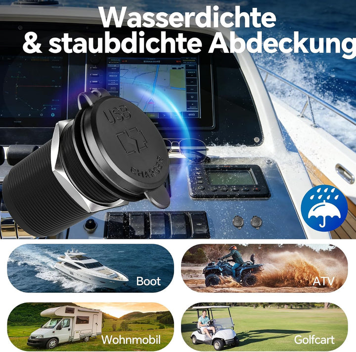 acegoo 12V USB C Steckdose 100W PD &amp; 20W PD, Wohnmobil Auto USB Dose Buchse 12 Volt KFZ Wasserdicht