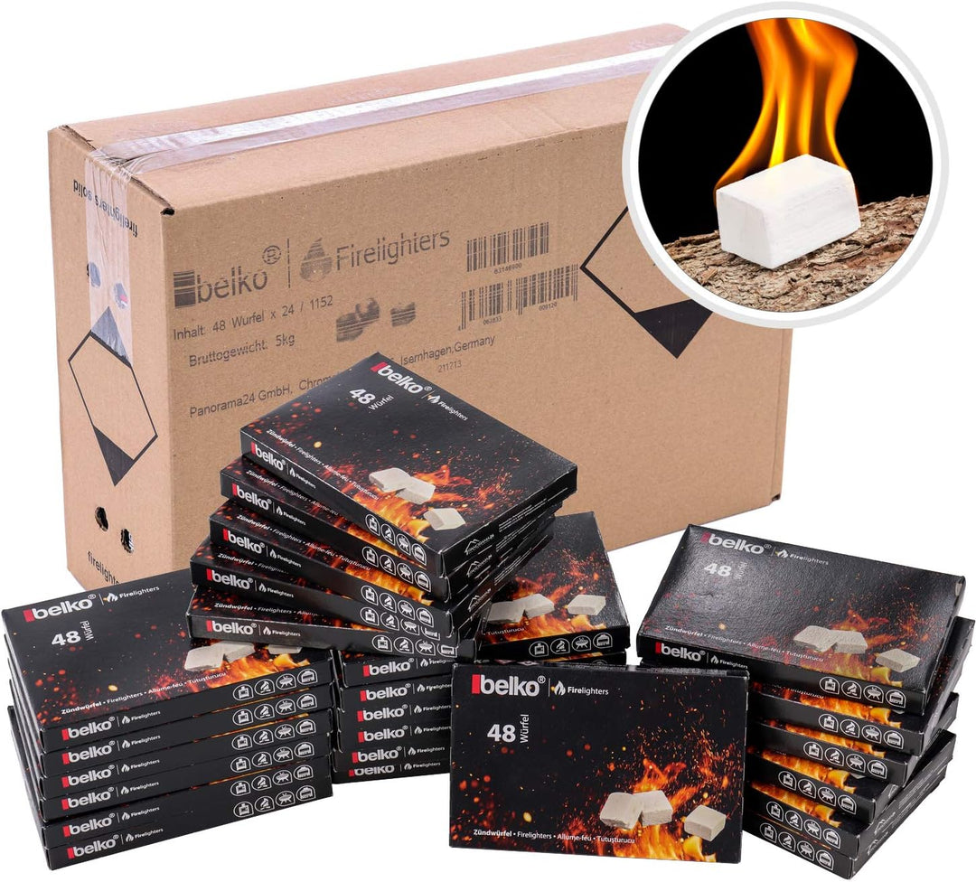 BELKO 1152x Anzündwürfel Kaminanzünder Kohle-Anzünder BBQ-Grillanzünder Ofenanzünder (Ofen-anzünder,