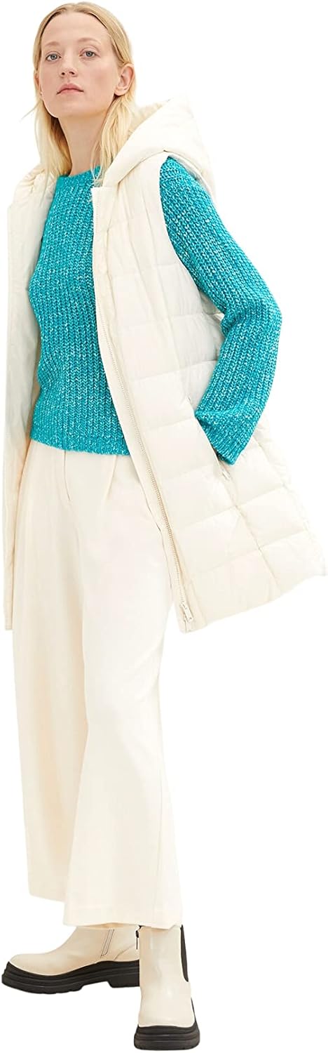 TOM TAILOR Damen Basic Pullover XXL 30561 - Teal Blue Melange, XXL 30561 - Teal Blue Melange