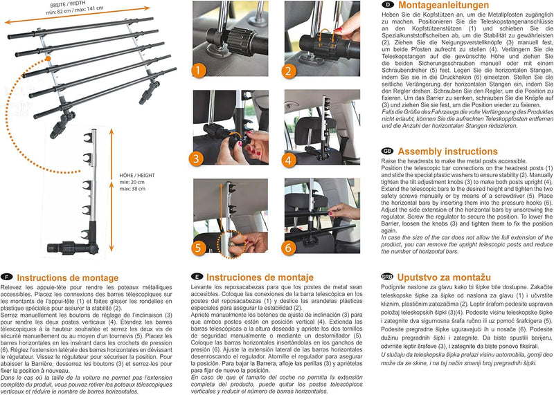 dobar® 62200 Walky Barrier Trenngitter Universal Umklappbar- Kofferraum Hundegitter - Auto Transport