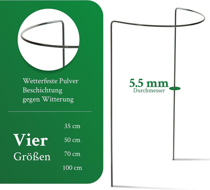 Novatool 3 Strauchstütze halbrund 40 cm Ø50 cm hoch grün Staudenhalter Blumenhalter Rankengewächs Pf