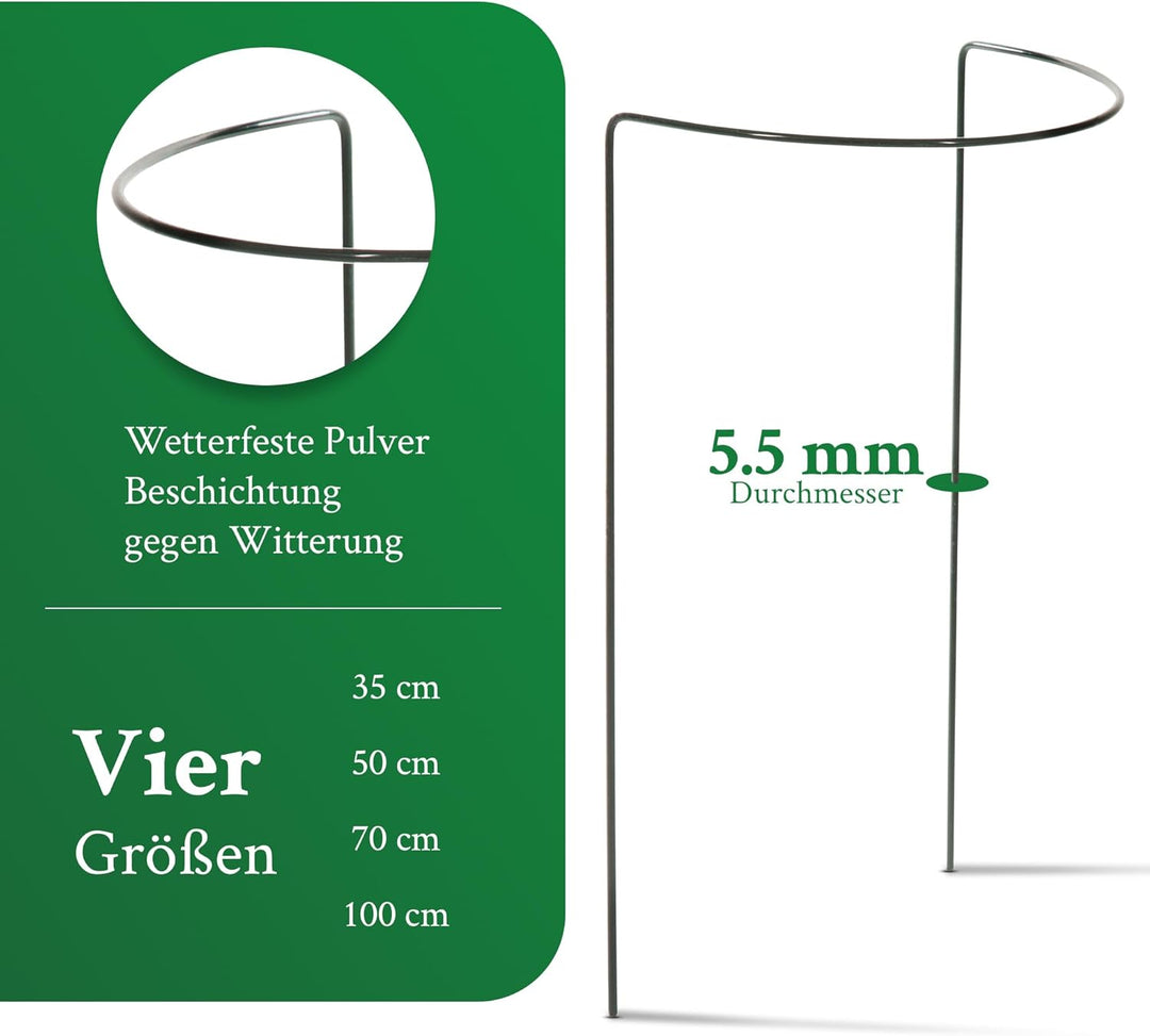 Novatool 10 Strauchstütze Metall halbrund 40 cm Ø70 cm hoch grün Staudenhalter Blumenhalter Rankenge