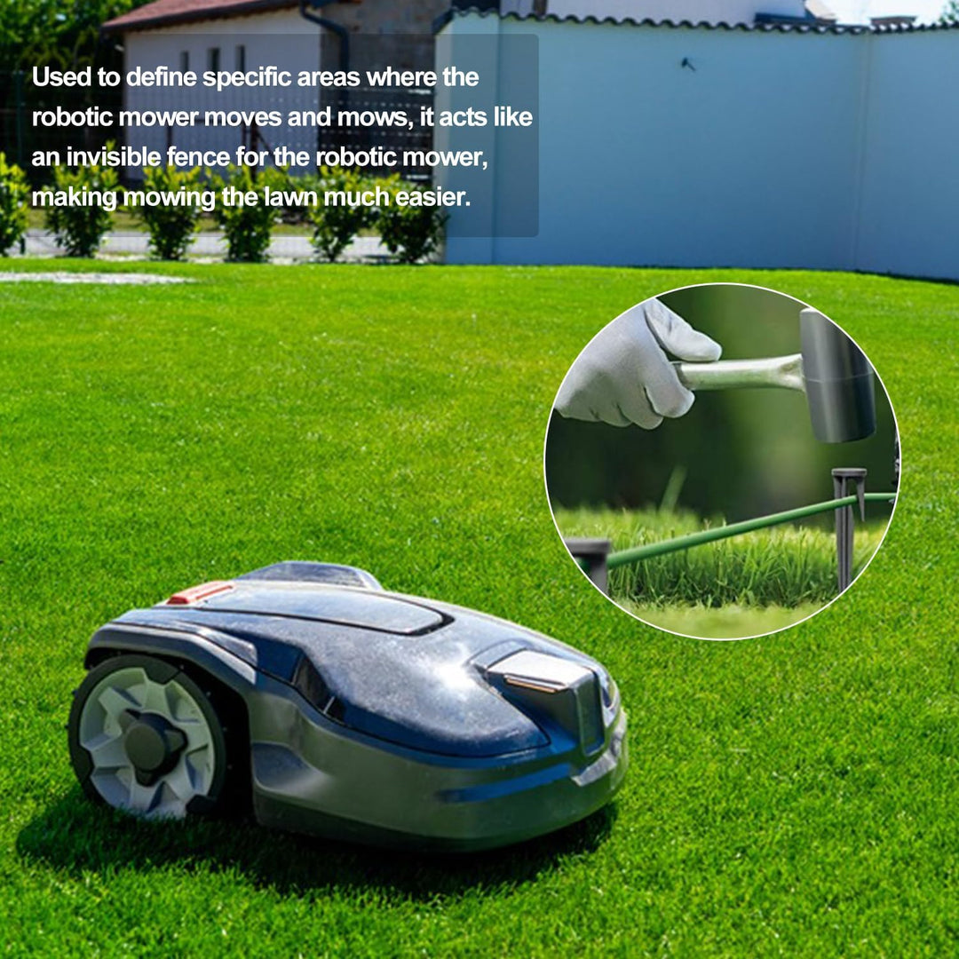 150m Universal Begrenzungskabel für Mähroboter + 100 Erdnägel + 20 Kabelverbinder + 10 Anschlussklem