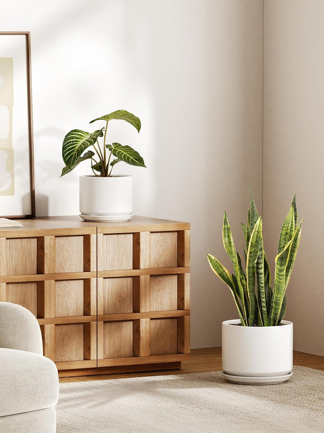 LE TAUCI 2er Pack Keramik Blumentopf Gross, 20+25 cm Durchmesser gross Töpfe Set, übertöpfe für Zimm