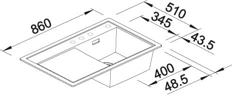 BLANCO ZENAR 45 S | SILGRANIT anthrazit | Einbauart: Einbau von Oben | Hauptbecken rechts | mit Abla