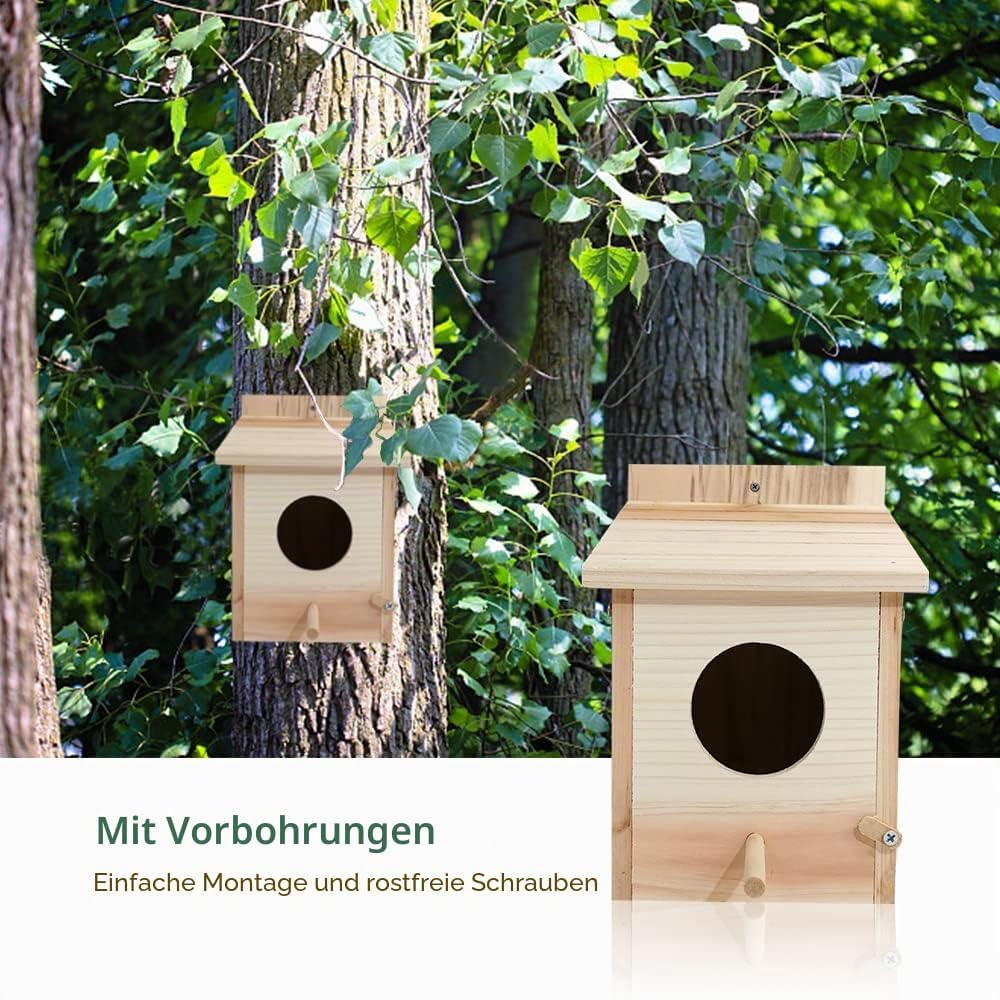 Nistkasten Bausatz Rotkehlchen, Nistkasten für Meise, Vogelhaus Wetterfest aus Holz, Vogelhäuschen Z