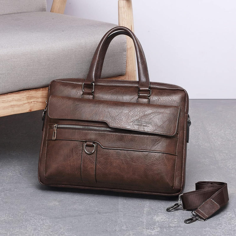 FANDARE Herren Laptop Handtasche Business Aktentasche PU Leder Arbeitstasche Umhängetasche Henkeltas