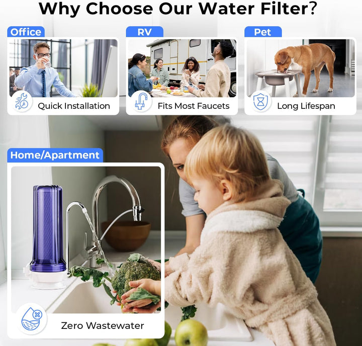 iSpring CKC1C Auftischfilter Wasserfilter Filteranlage für Wasser Auftisch Filter,1 Stufe Auftischfi