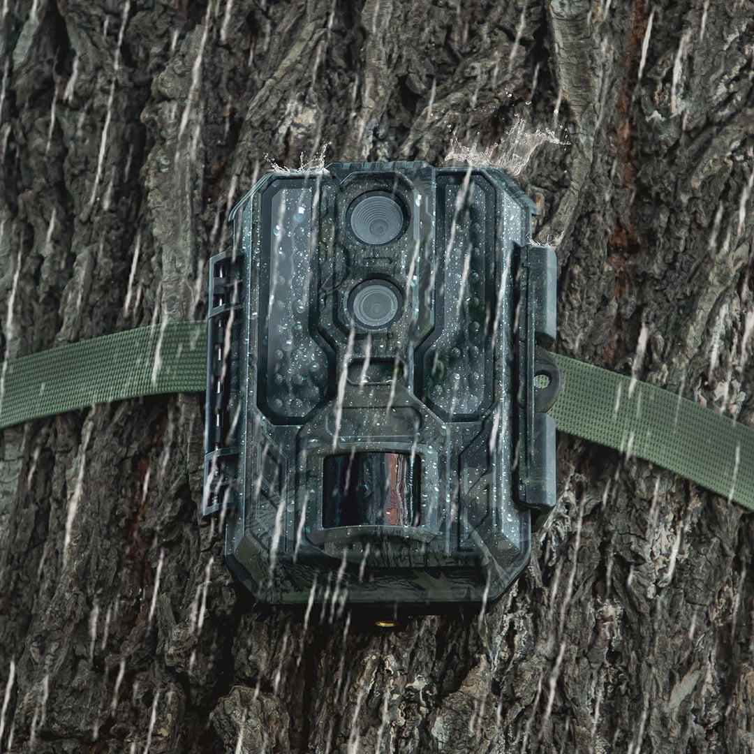 Profi 4K-Wildkamera mit IR-Nachtsicht-, Zeitraffer- & Timerfunktion, PIR Sensor, Dual Lens, Mikrofon
