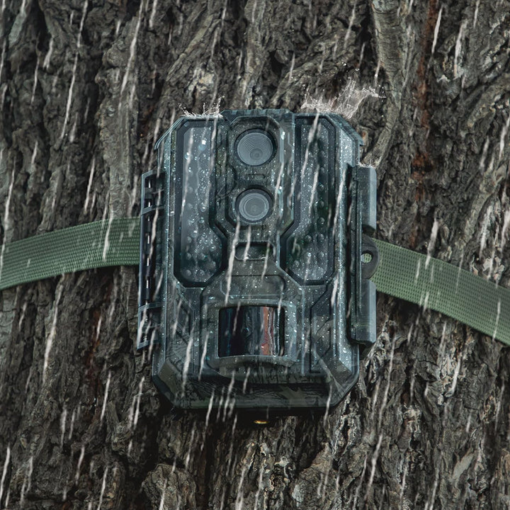 Profi 4K-Wildkamera mit IR-Nachtsicht-, Zeitraffer- & Timerfunktion, PIR Sensor, Dual Lens, Mikrofon
