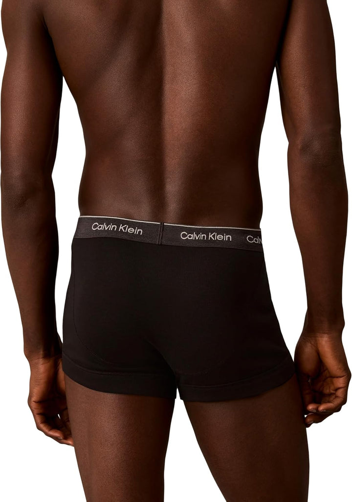 Calvin Klein Herren 3er Pack Boxershorts Trunks mit Logobund S Purple (Black W/ Black Wb/Black W/ Da