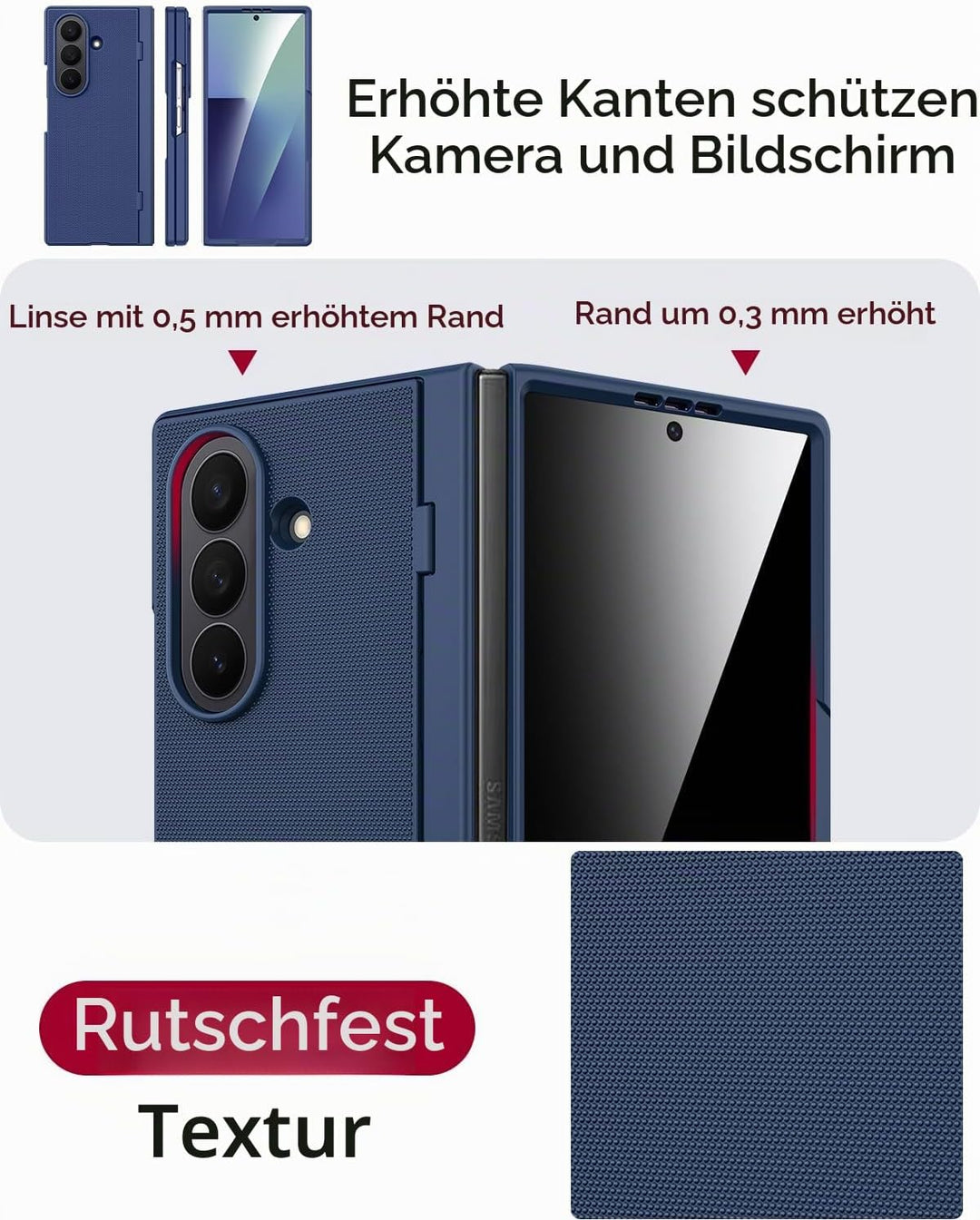Miimall Kompatibel mit Samsung Galaxy Z Fold 7 Hülle mit Displayschutz Anti-SPY, [Tragbarer Ständer]